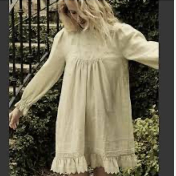 Doen Green Linen Amber Long Sleeve Short Dress - Picture 2 of 9